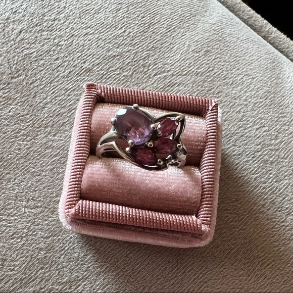 Vintage Amethyst & Pink Tourmaline Ring 7 - Picture 3 of 5